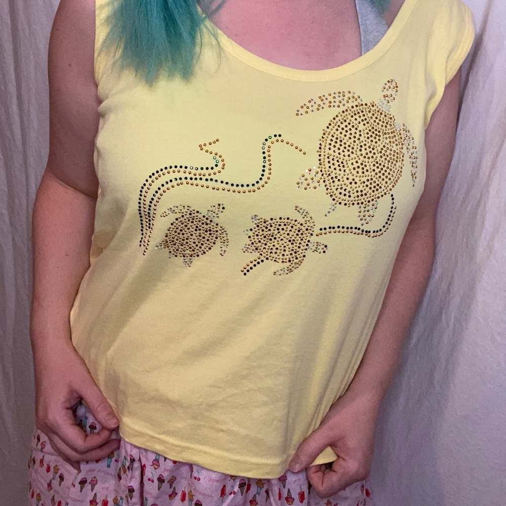 Pale yellow turtle tank top